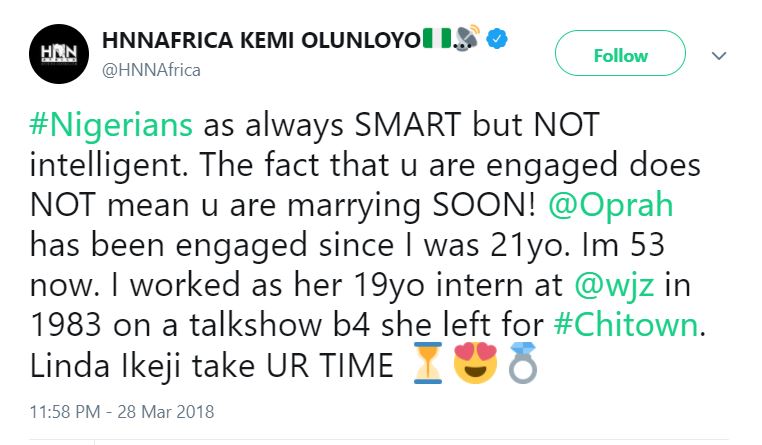 Kemi Olunloyo gives reason why Linda Ikeji may not marry anytime soon, even after her engagement