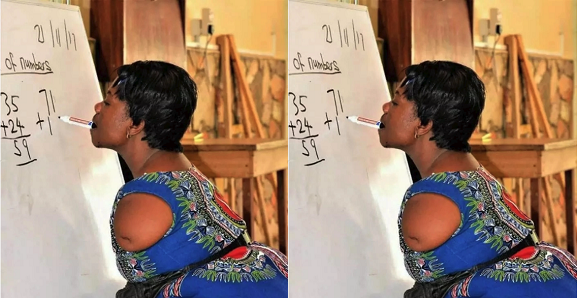 Armless mathematics teacher writing with her teeth goes viral