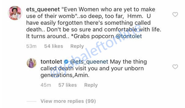 'May death visit you and your unborn generations' - Tonto Dikeh curses her follower