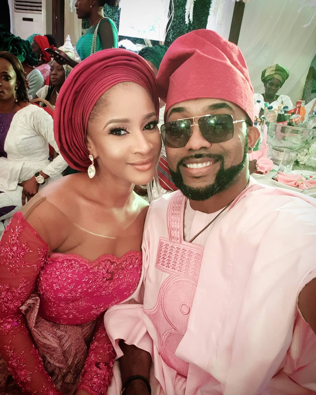 Banky W and Adesua Etomi step out for Actor, Gaberiel Afolayan's Traditional wedding