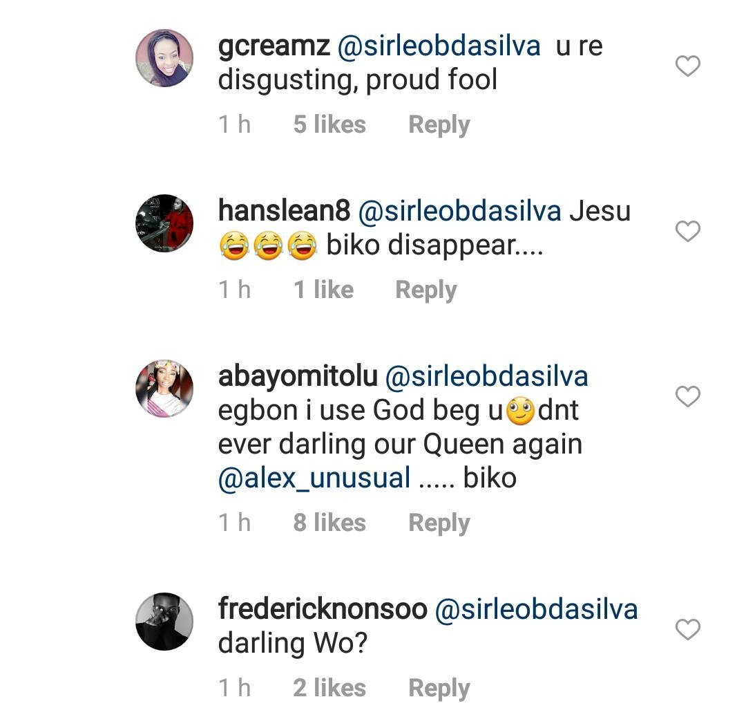 #BBNaija: Alex's fans drag her former love interest, Leo, for congratulating her N1m win and calling her 'darling'.