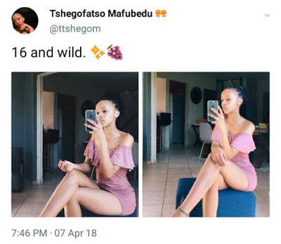 'Leave wild things for adults and animals' - Nigerian man tells 16 year old 'wild' South African girl.
