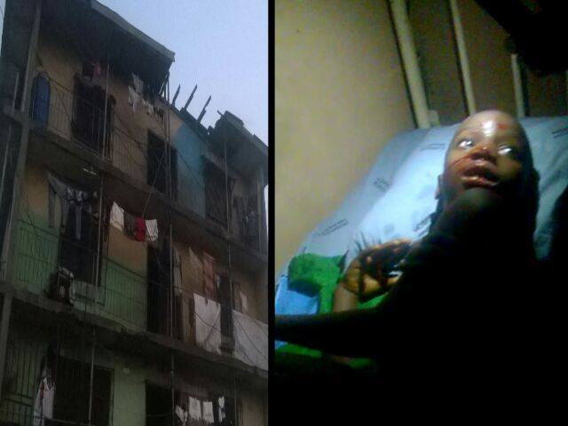 9 year old girl survives after falling from a 3 storey building in Port Harcourt. (Photos)