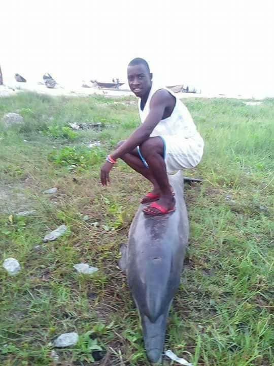 Man poses with the dolphin he killed in Akwa Ibom State (photos)