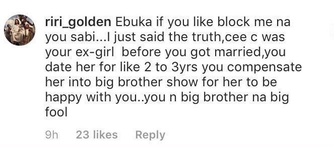 #BBNaija Ebuka replies Nigerians who are claiming Cee-C is his ex-girlfriend