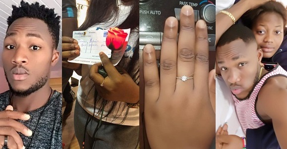 Nigerian guy explains why he presented a 2 million naira cheque to his girlfriend after he proposed to her