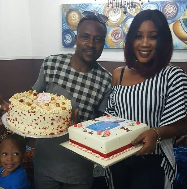 Nigerian actor, Segun Ogungbe celebrates birthday with his two wives who used to be close friends (Photos)