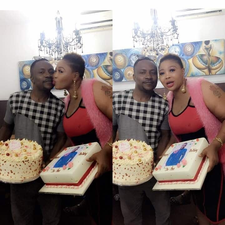 Nigerian actor, Segun Ogungbe celebrates birthday with his two wives who used to be close friends (Photos)