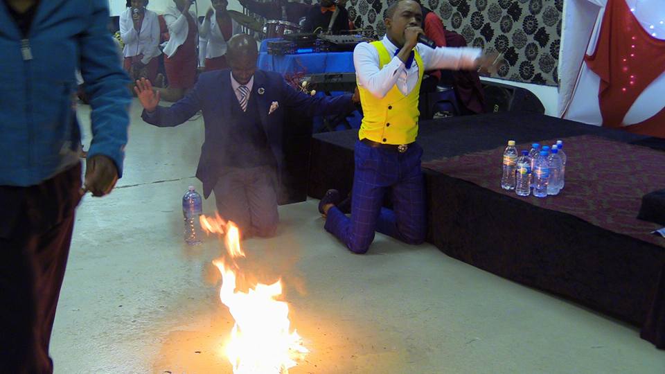 South African Pastor has in members in tears after he turns water to petrol. (Photos)