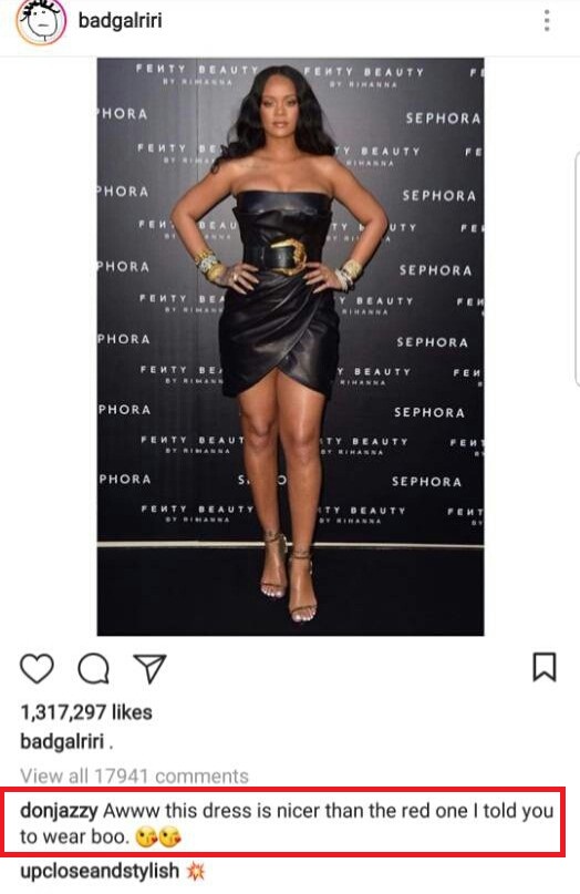 Don Jazzy drops hilarious comment on Rihanna's photo to remind her of what he 'told her to wear'