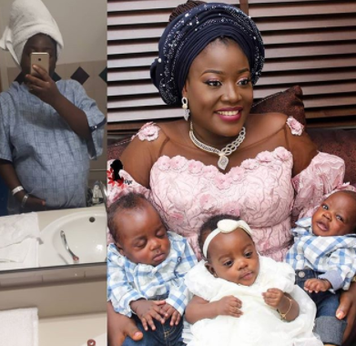 Jubilation as Nigerian woman welcomes set of triplets after six years of waiting. (Photos)