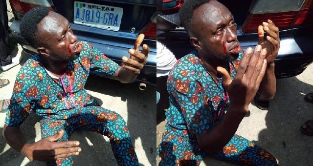 Robber Begs For His Life After stealing recharge card (Photos)