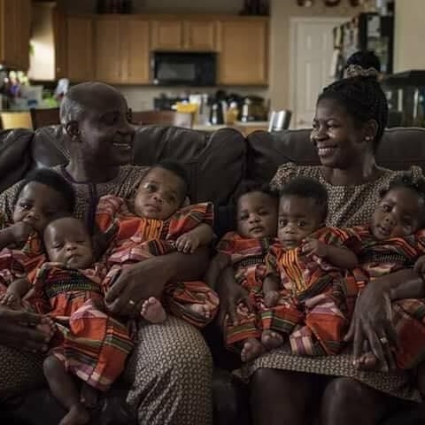 Nigerian couple who gave birth to sextuplets in the US show off their babies.