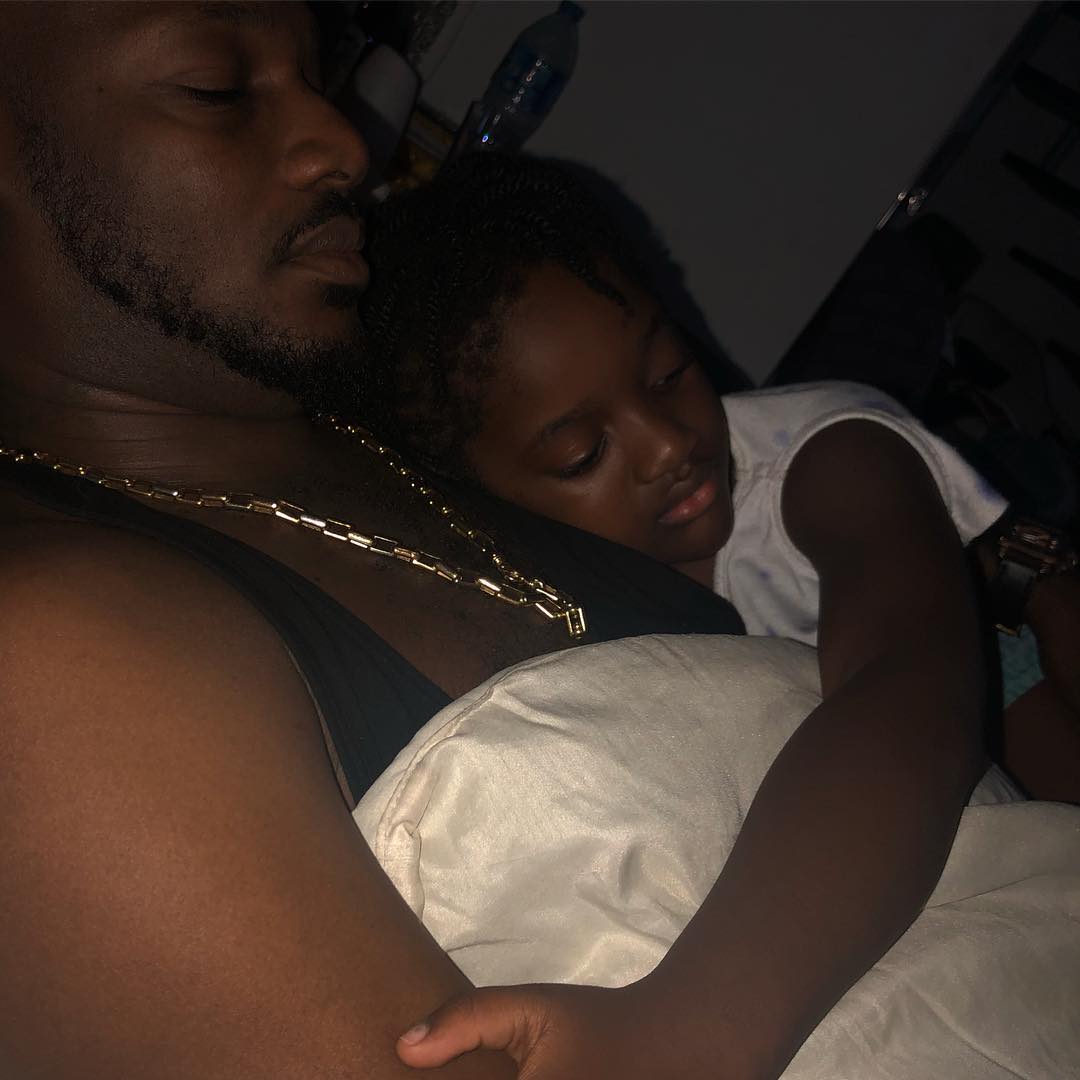 Annie Idibia shares adorable photo of her youngest daughter cuddling up with 2Baba.