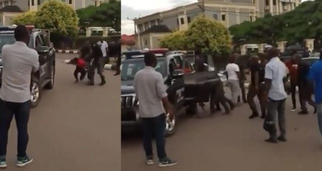 Nigerian police beat up and bundle suspected 'Yahoo boys' into a van in Benin. (Photos + Video)