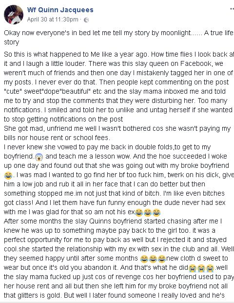 Nigerian Lady accuses Slay Queen of snatching her 'broke boyfriend'.