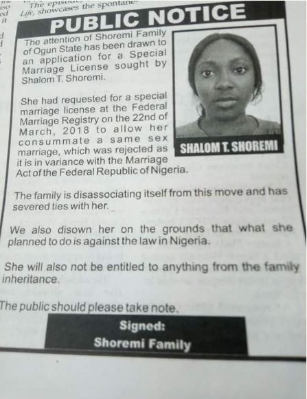 Family disowns their daughter who is seeking to marry her lesbian partner in Nigeria