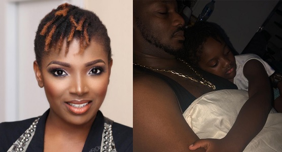 Annie Idibia shares adorable photo of her youngest daughter cuddling up with 2Baba.