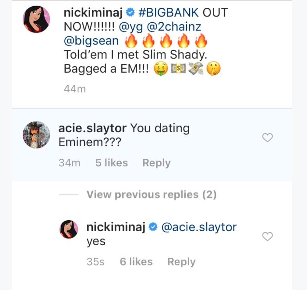 Nicki Minaj confirms Relationship with Eminem