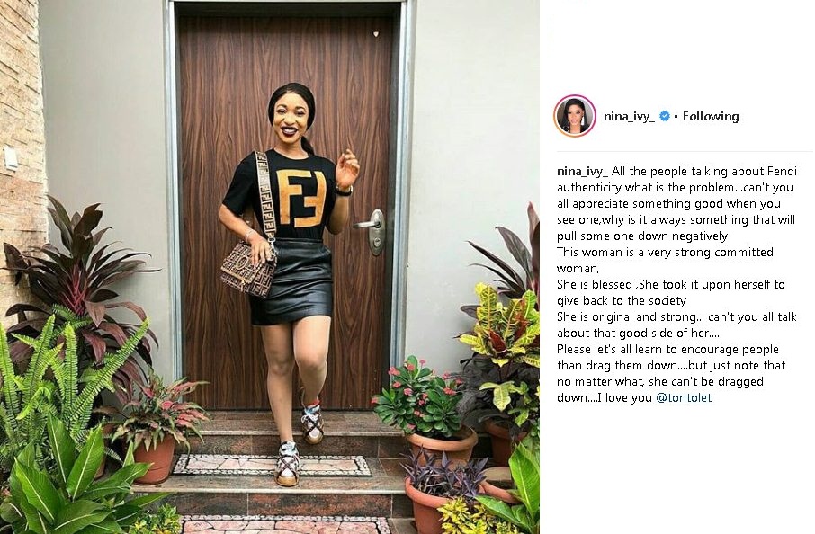 BBNaija's Nina shows her support for Tonto Amidst fake Fendi top