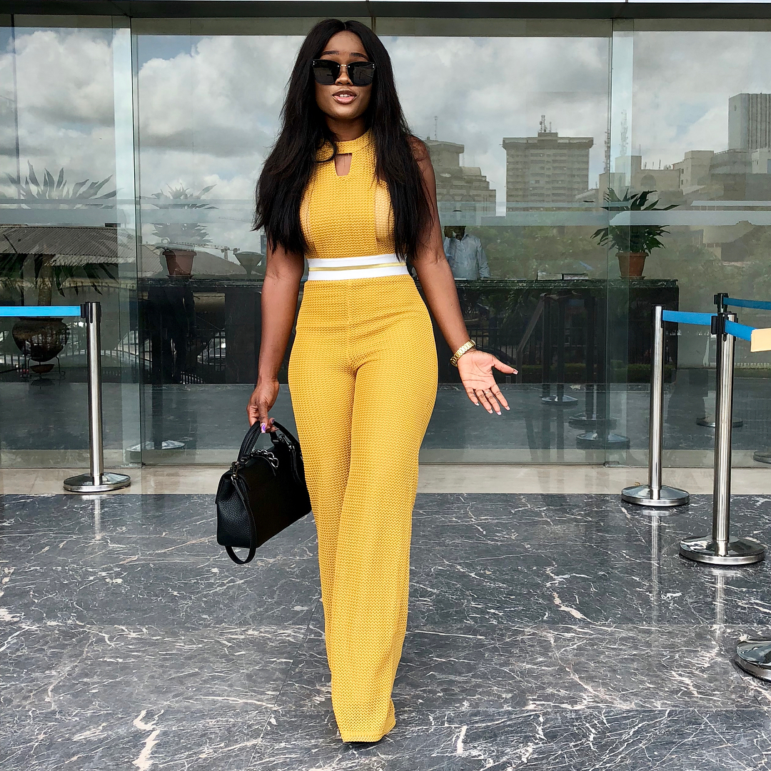 'My own Kim K' - BBNaija's Khloe reacts to a stunning CeeC in yellow jumpsuit.