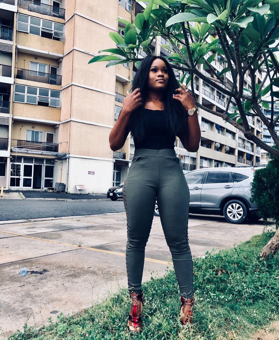 BBNaija's CeeC slays effortlessly in Laced up fashion pants. (Photos)