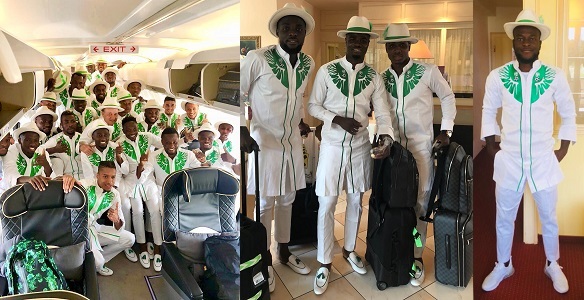 More photos of Super Eagles squad in their bespoke white and green attires to Russia