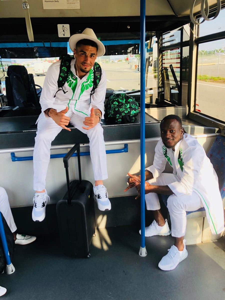 More photos of Super Eagles squad in their bespoke white and green attires to Russia