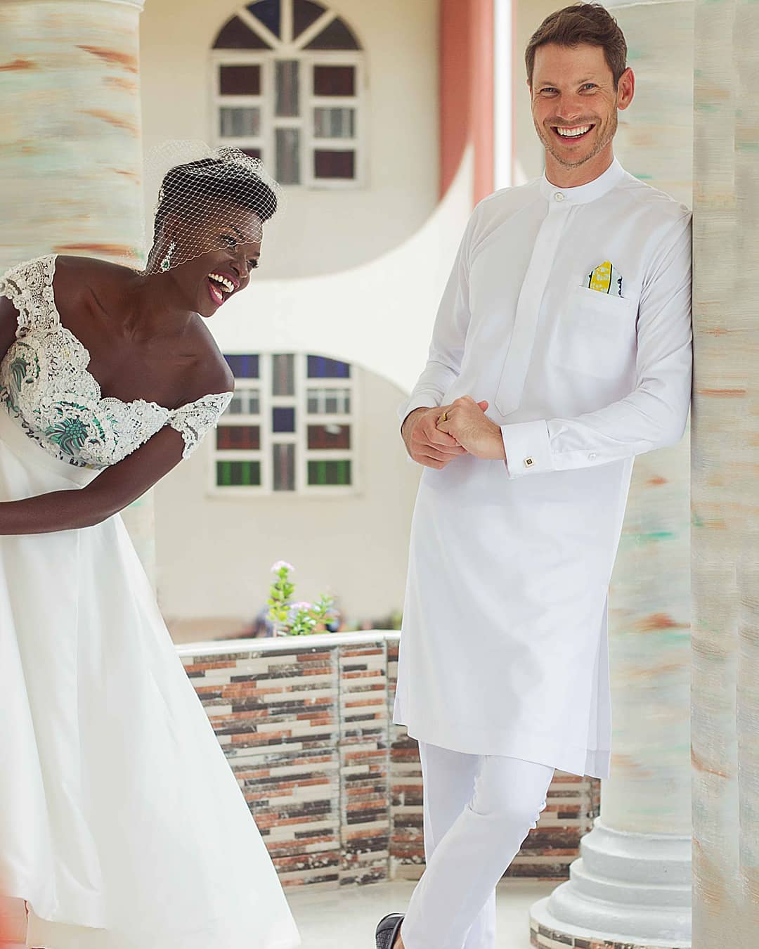 First photos from Chidiogo Akunyili and Andrew Parr's unconventional white wedding ceremony.