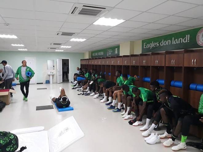 'Eagles don land!' - Super Eagles locker room in Russia customized in Pidgin-English. (Photos)