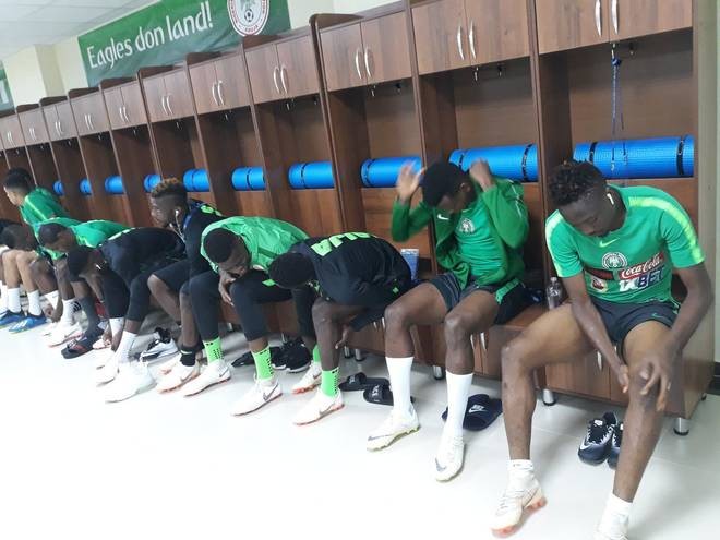 'Eagles don land!' - Super Eagles locker room in Russia customized in Pidgin-English. (Photos)