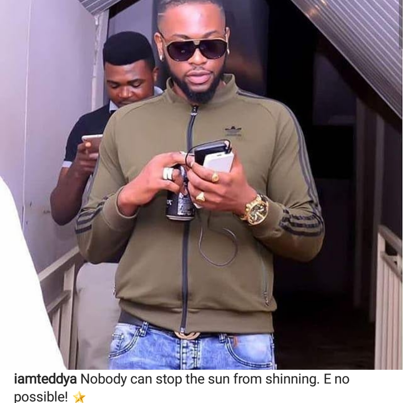 Teddy A reacts after his babymama called him out