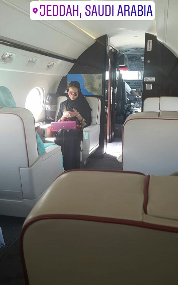 Indimi daughters fly private jet back to Nigeria from Saudi Arabia. (Photos)