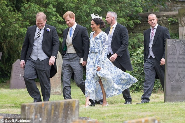 Meghan Markle and Prince Harry step out together as they attend wedding of Princess Diana's niece. (Photos)