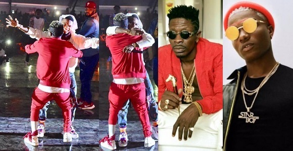 Wizkid reconciles with Shatta Wale, hugs on stage at Event in Ghana