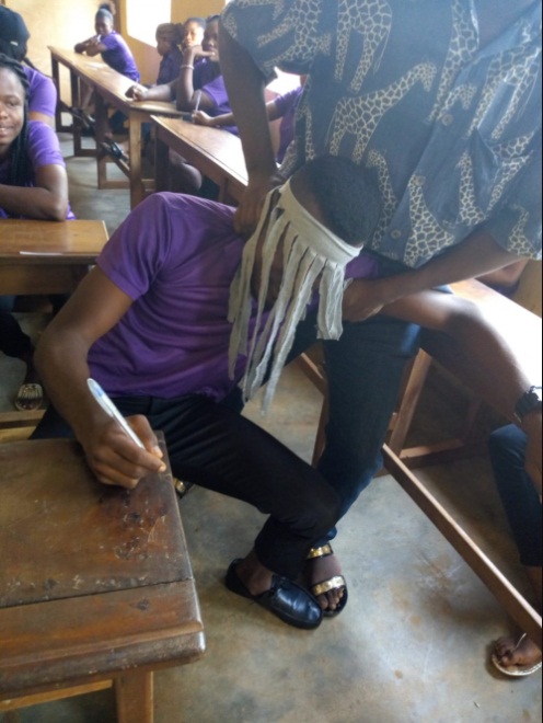 Anambra student who showed up for exams dressed as Anas Aremeyaw, Ghanaian masked journalist, chased out of class (photos)