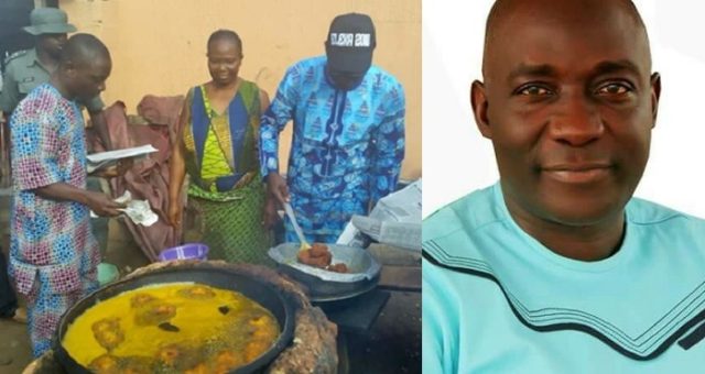 Ekiti Governorship candidate, Kolapo Olusola, spotted frying Akara as he campaigns for votes. (Photos)