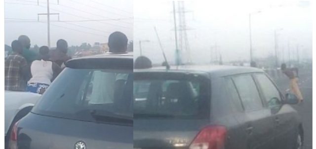 Two men park their cars in the middle of the road to exchange blows in Lagos. (Video)