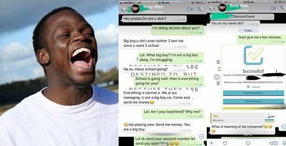 How a Nigerian Guy treated a Lady who asked him for money on Whatsapp