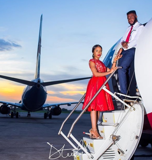 Handsome Pilot and Fiancee take their romantic pre-wedding shoot to the Airfield & cockpit (Photos)