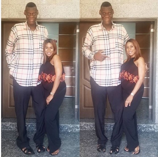 Linda Ikeji meets Afeez Agoro, Tallest Man In Nigeria (Photo)