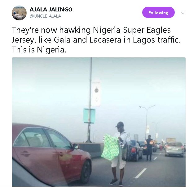 Super Eagles 41k Naira 'Original' Jersey is now being sold in Lagos traffic (Photo)