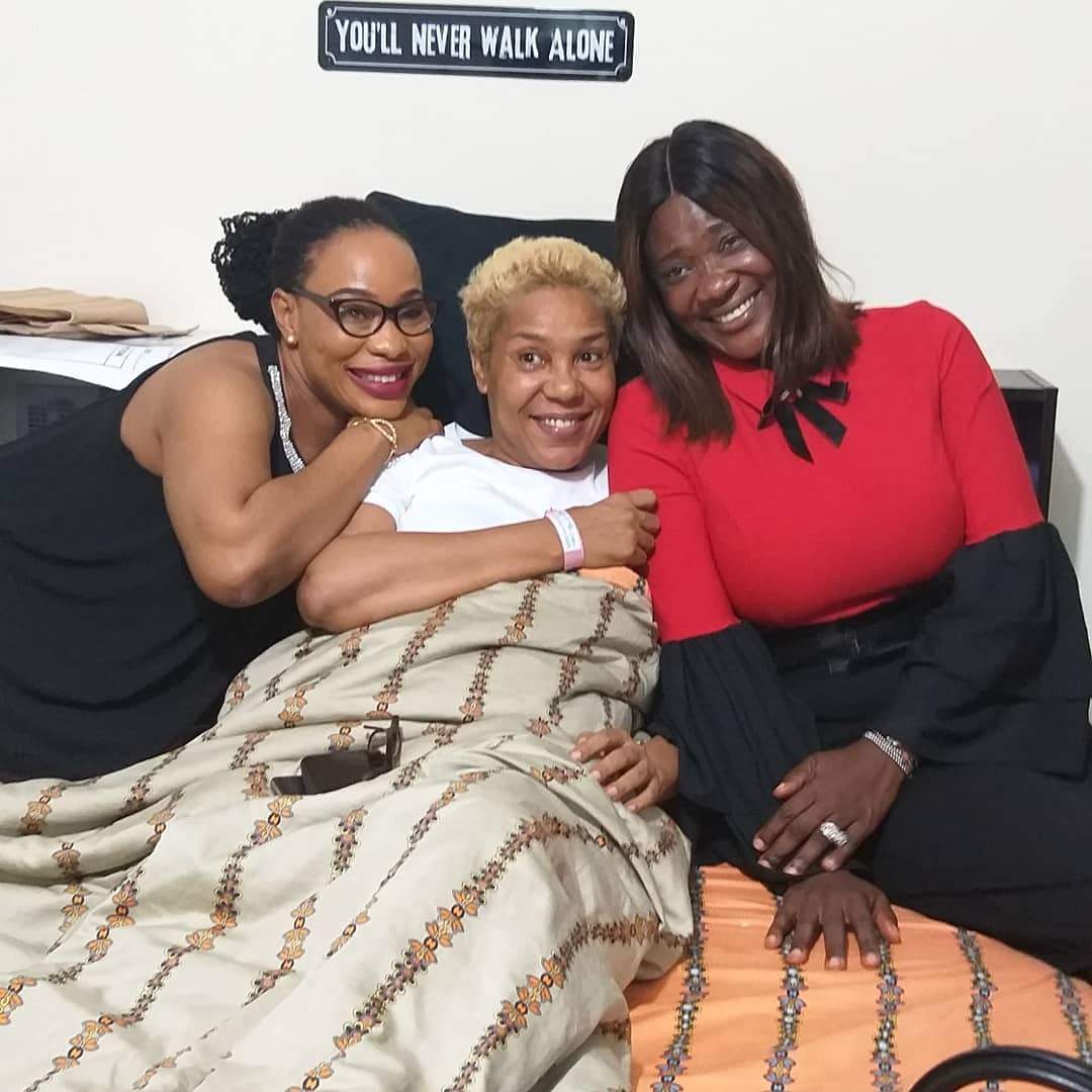 Moment Shan George stepped out for the first time after spine surgery (photos)