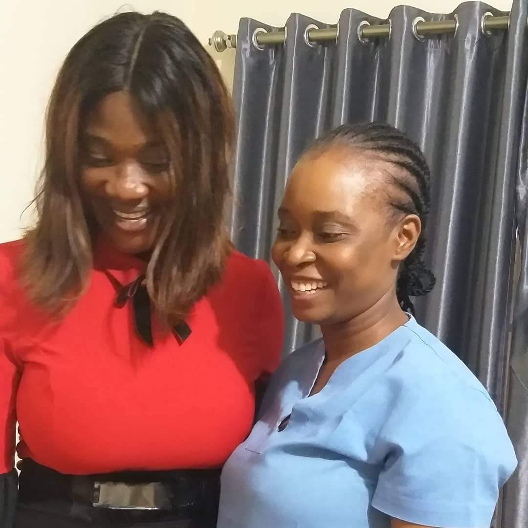 Moment Shan George stepped out for the first time after spine surgery (photos)