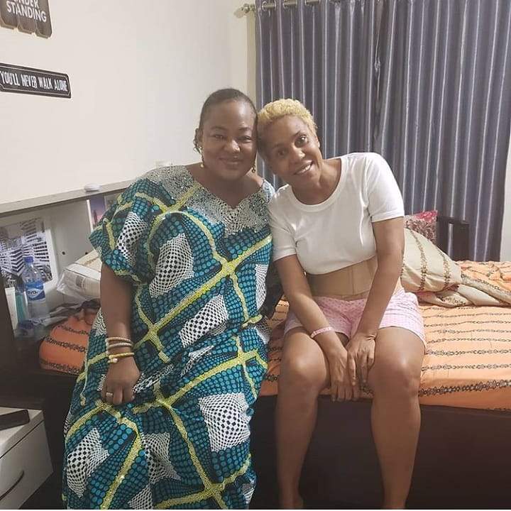 Moment Shan George stepped out for the first time after spine surgery (photos)