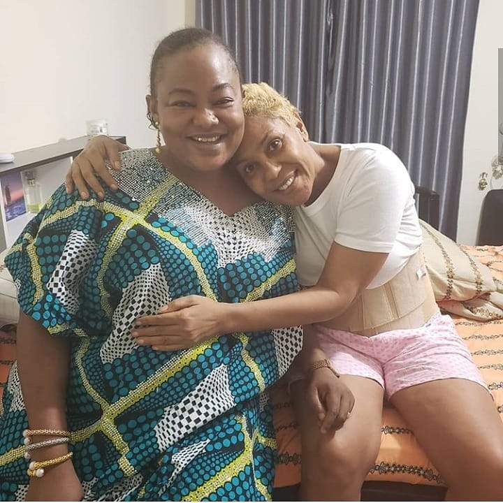 Moment Shan George stepped out for the first time after spine surgery (photos)