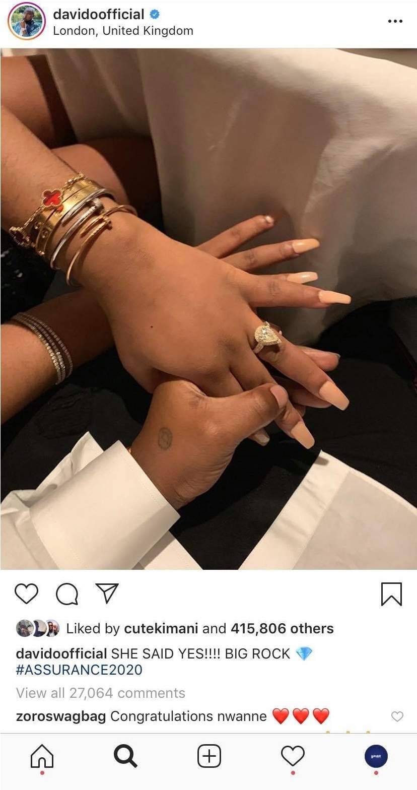 Moment Davido 'was shaking' while he proposed to 'heavily pregnant' Chioma! (VIDEO)