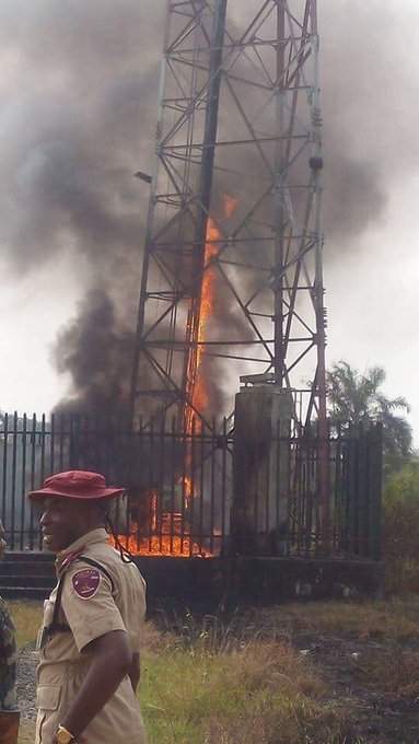 MTN mast burnt in Ibadan, Abuja (video)