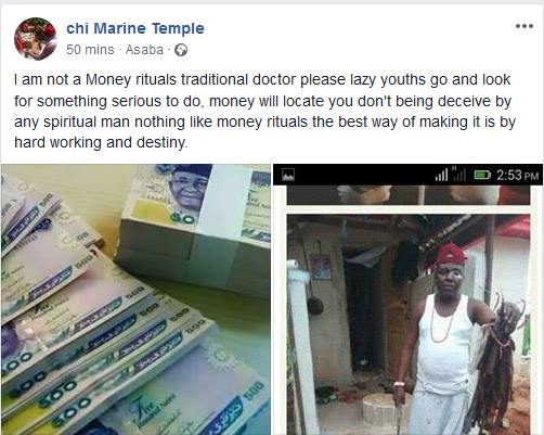 'Go and work hard' - Native doctor tells youths disturbing him for money rituals