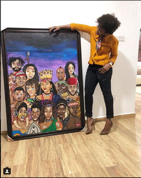 Genevieve Nnaji gushes over painting from fan that portrays her as a 'Queen' (Photos)